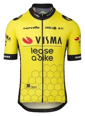 Visma Lease Replica Short Sleeve Jersey Black / Yellow