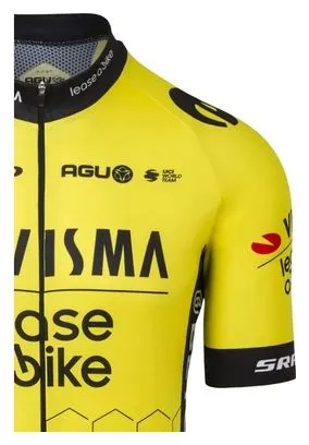 Visma Lease Replica Short Sleeve Jersey Black / Yellow