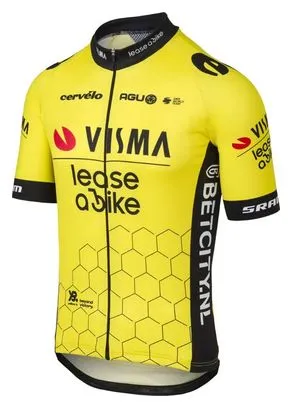 Visma Lease Replica Short Sleeve Jersey Black / Yellow