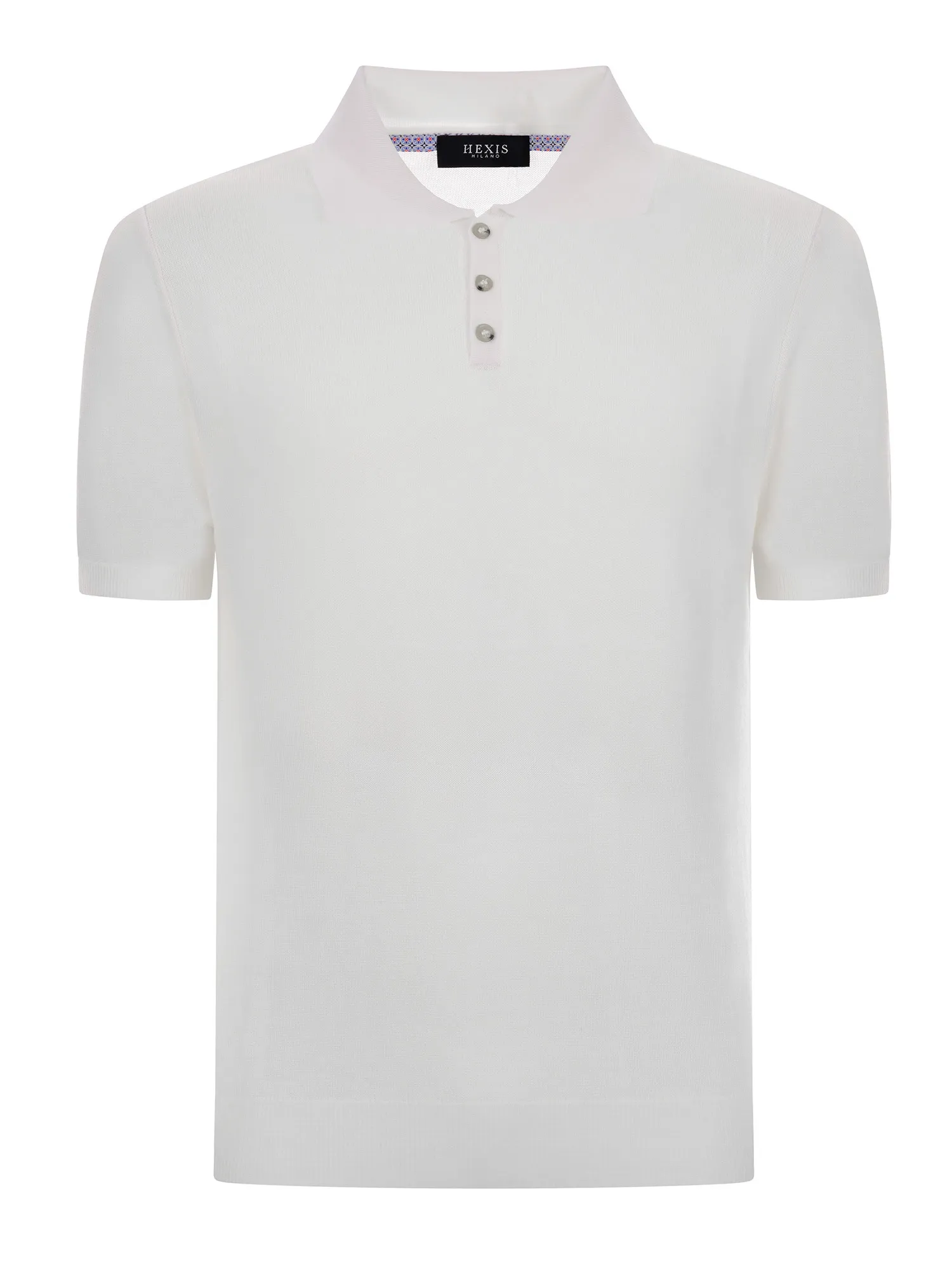 White Polo Shirt in Cotton and Silk