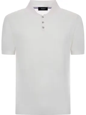 White Polo Shirt in Cotton and Silk