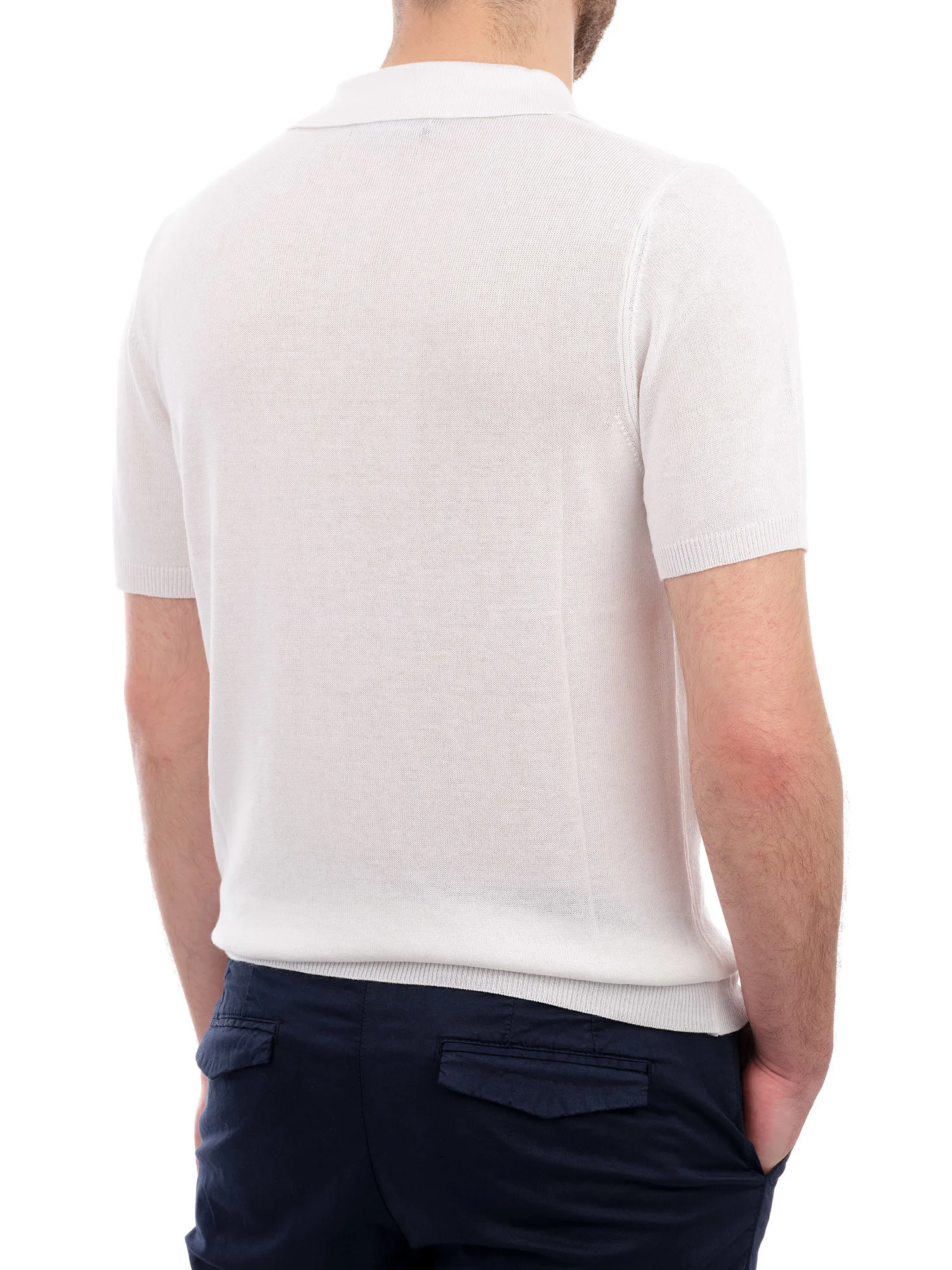 White Polo Shirt in Cotton and Silk