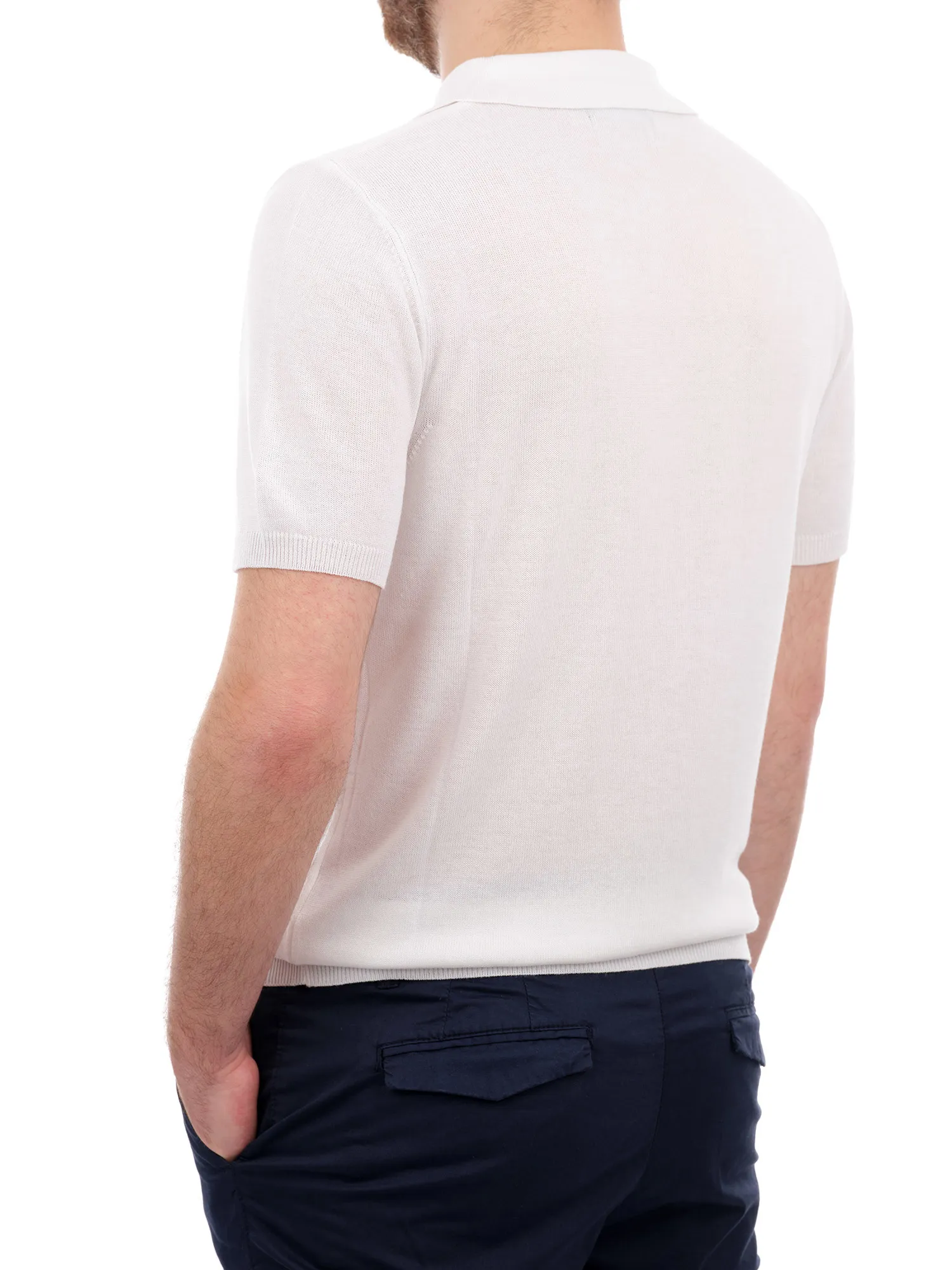 White Polo Shirt in Cotton and Silk